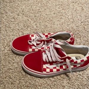 Red Checkered Vans Women’s 7